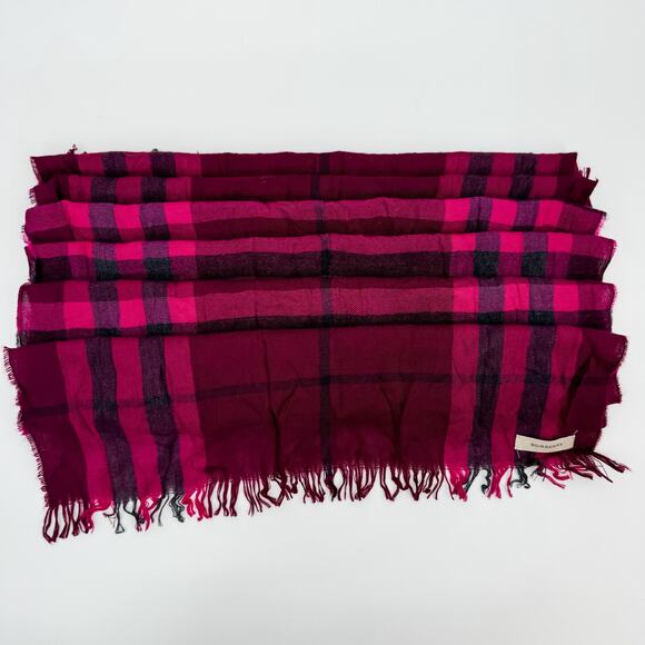 Burberry Scarf Authentic Pink Gauze Lightweight Plaid Nova Check Long Sheer - Picture 5 of 8